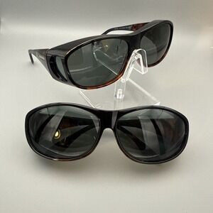 2 pairs Authentic Polar Optics Unisex Fits Over Sunglasses Black/Tortoise SR1222